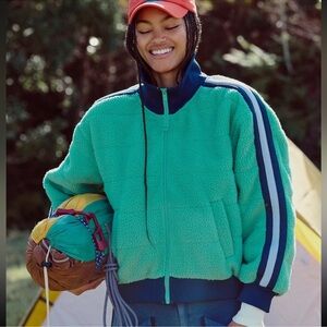 NWT Free People Movement Fleecy Sherpa Scrunchy Pippa Jacket Green Size Small